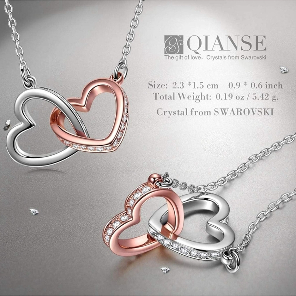 Swarovski Crystals Necklace White and Rose Gold Plated 18 Inch